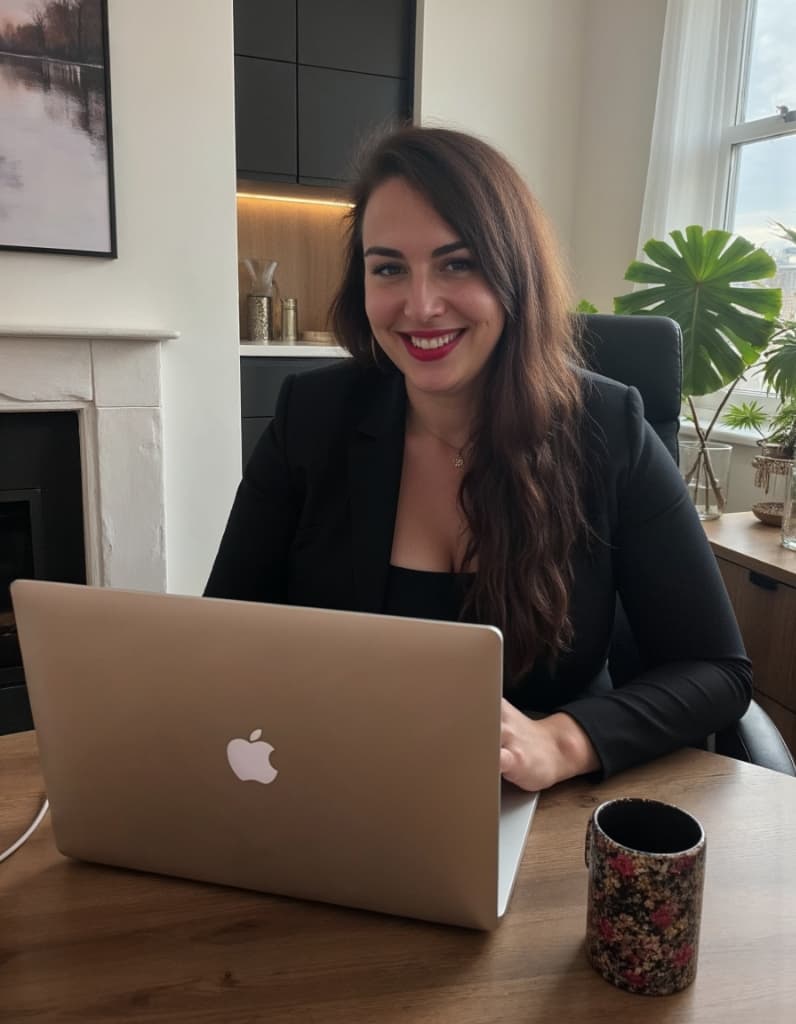 Jana Affum working at a laptop